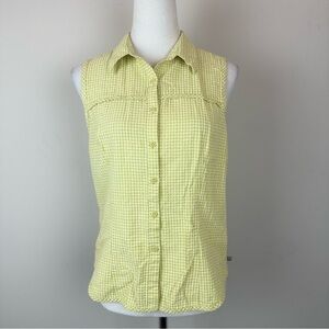 Guide‎ Series Yellow Gingham Sleeveless Cotton Blouse Sz M Button Front